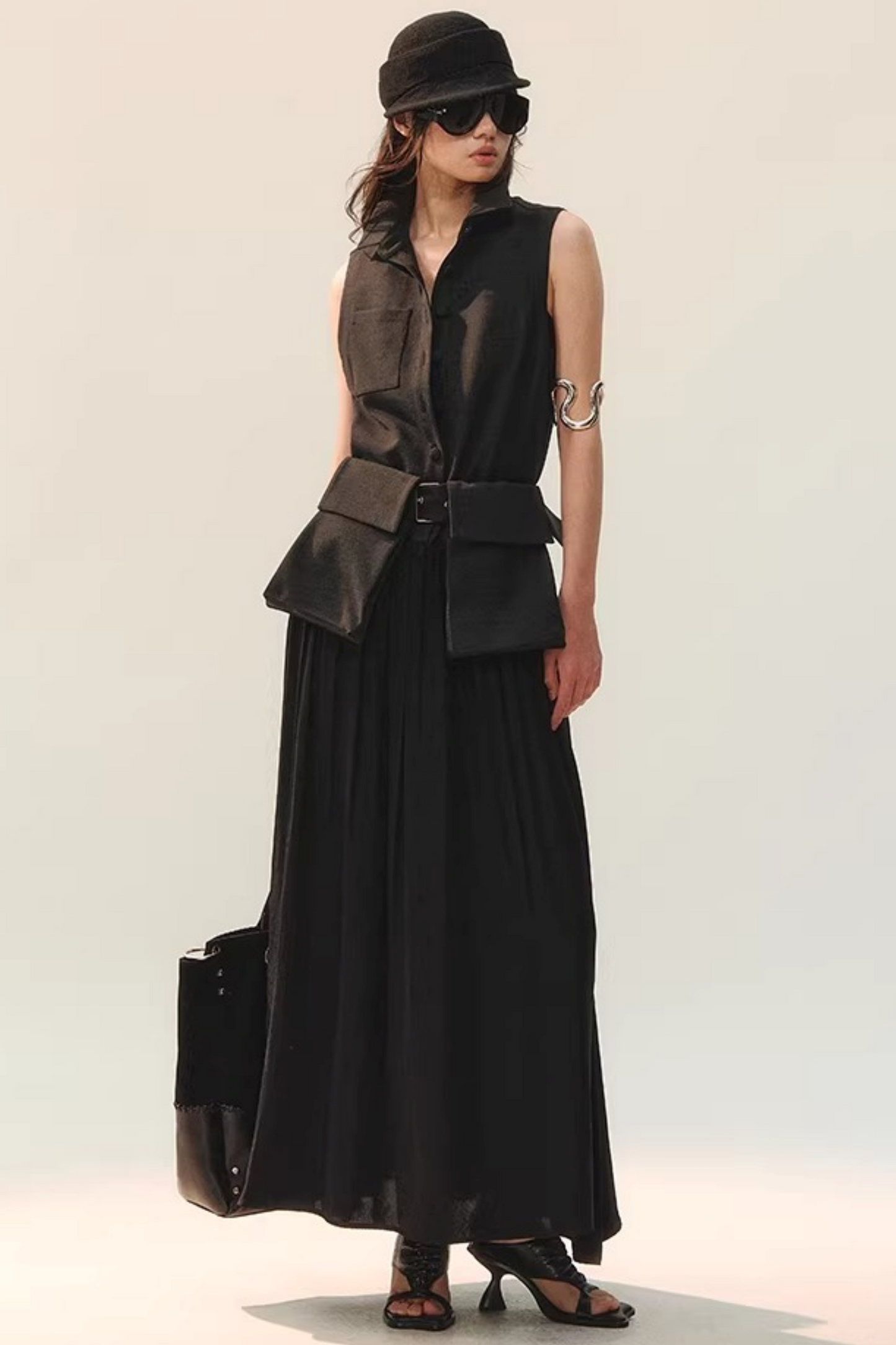 Ink Tone Belted Dress