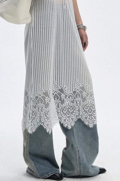 Lace Hem Layered Dress