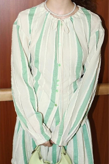 Elven Stripe Cardigan Skirt Set-Up