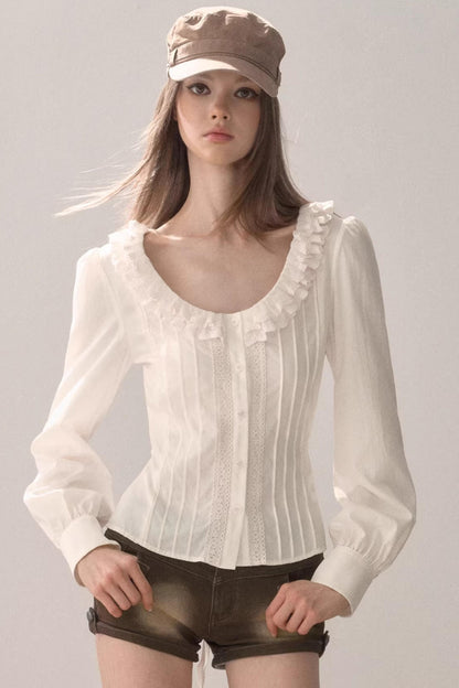 Puff Sleeve V-Neck Blouse