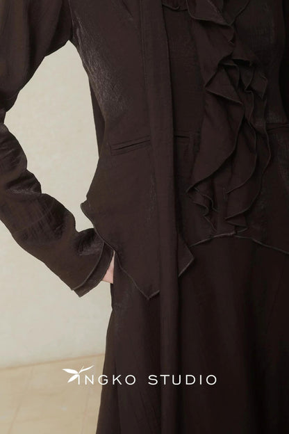 Asymmetrical Chestnut Ribbon Top Set-Up
