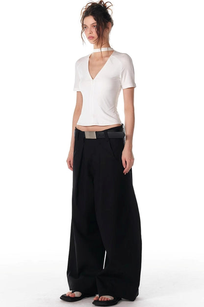 Slim Zipper Raglan Top