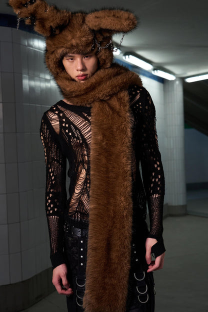 Long-Haired Patchwork Rabbit Hat