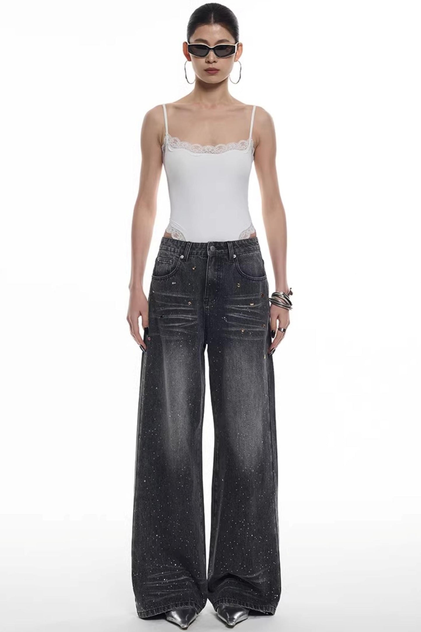 Lace Trim Camisole Jumpsuit Top