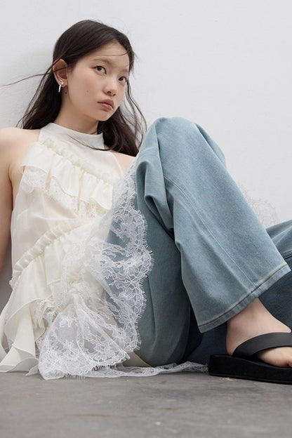 Vintage Light Blue Wide-Leg Jeans