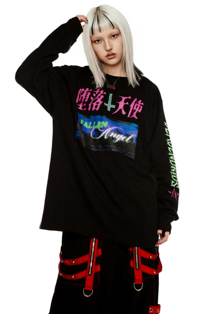 Fallen Angel Print Retro Top