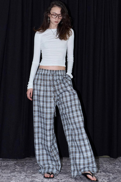 Plaid Color-Blocked Winter Pants