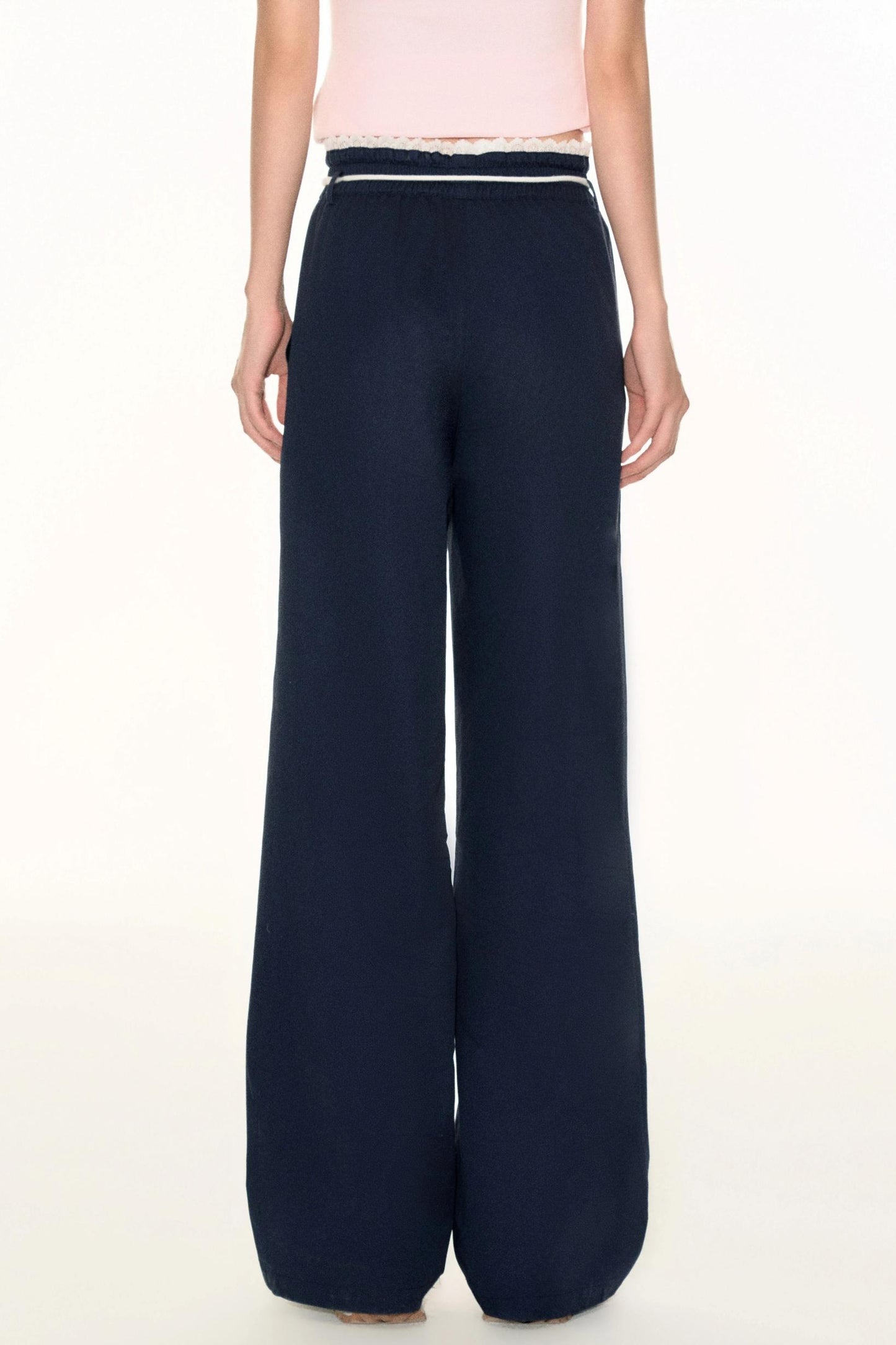 Lace Waist Wide-Leg Pants