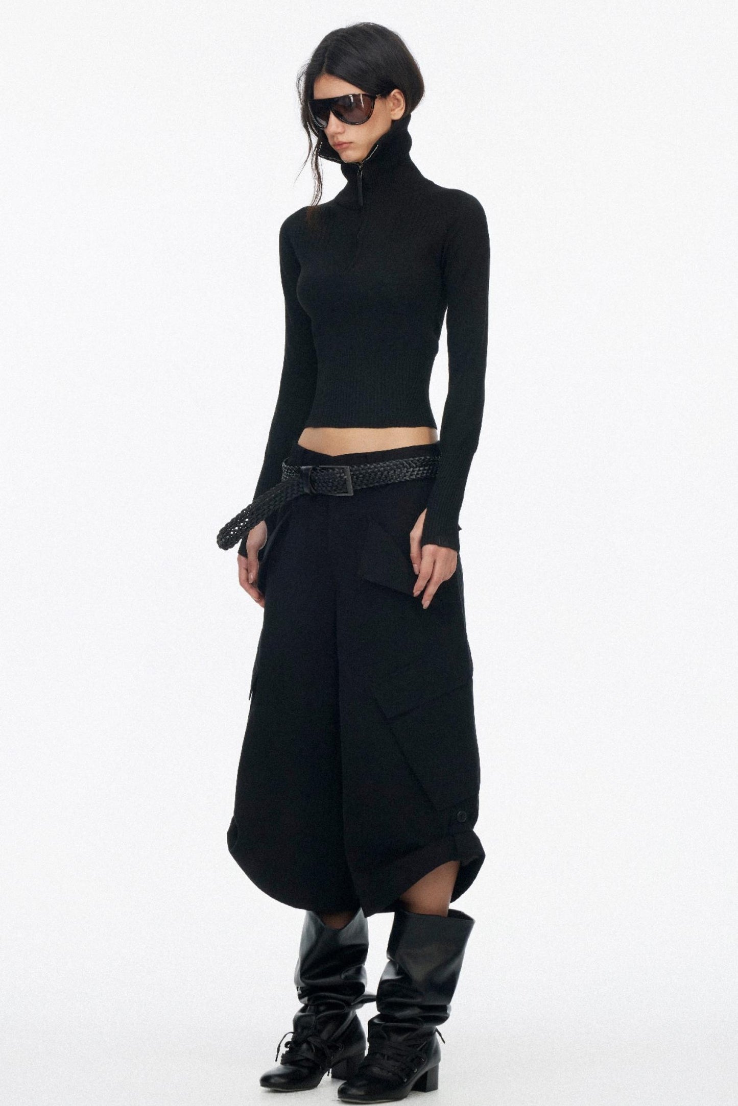 Half-High Collar Knit Top