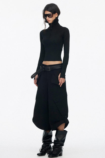 Half-High Collar Knit Top