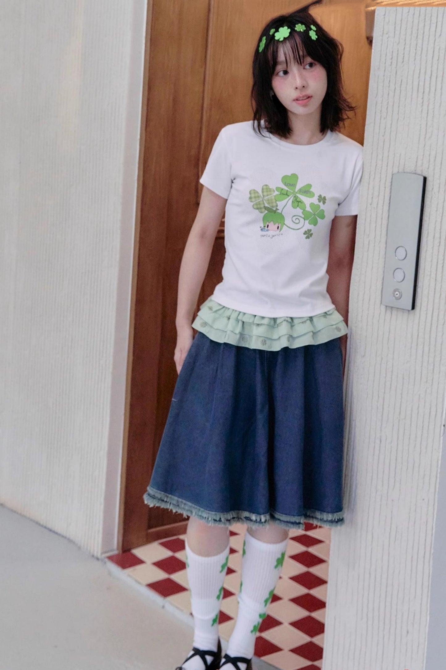 Four-Leaf Clover Print T-Shirt