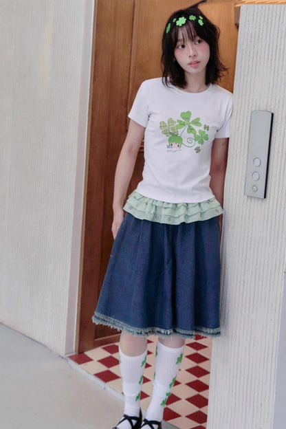 Four-Leaf Clover Print T-Shirt