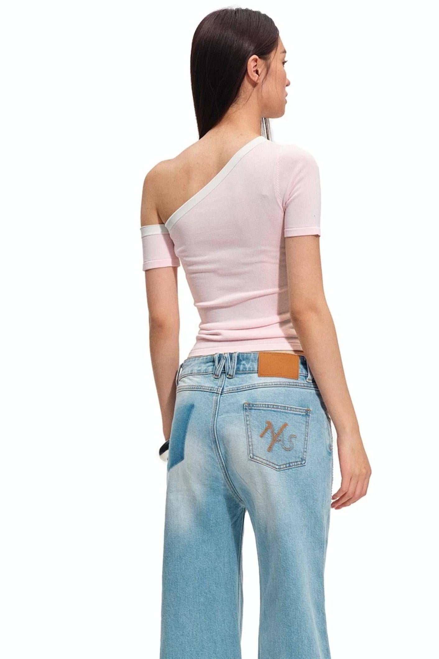 Asymmetrical Ice Linen Top