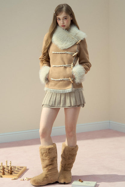 Vintage Khaki Pink Suede Fleece Jacket