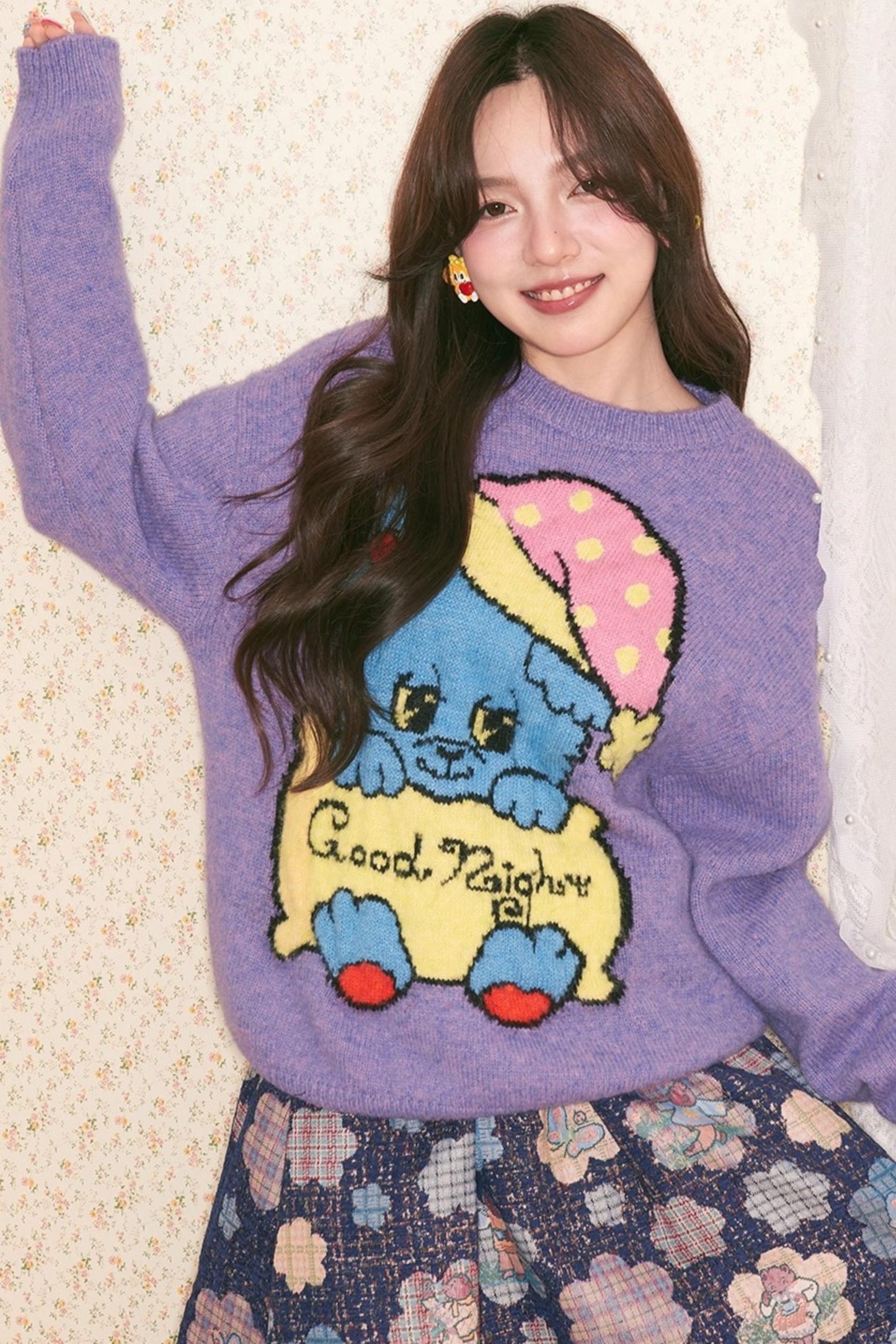 Peach Heart Animal Sweater