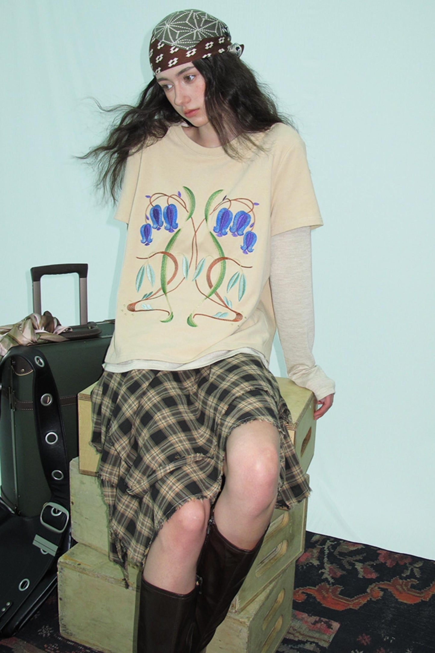 Wood Grain Pleat Skirt