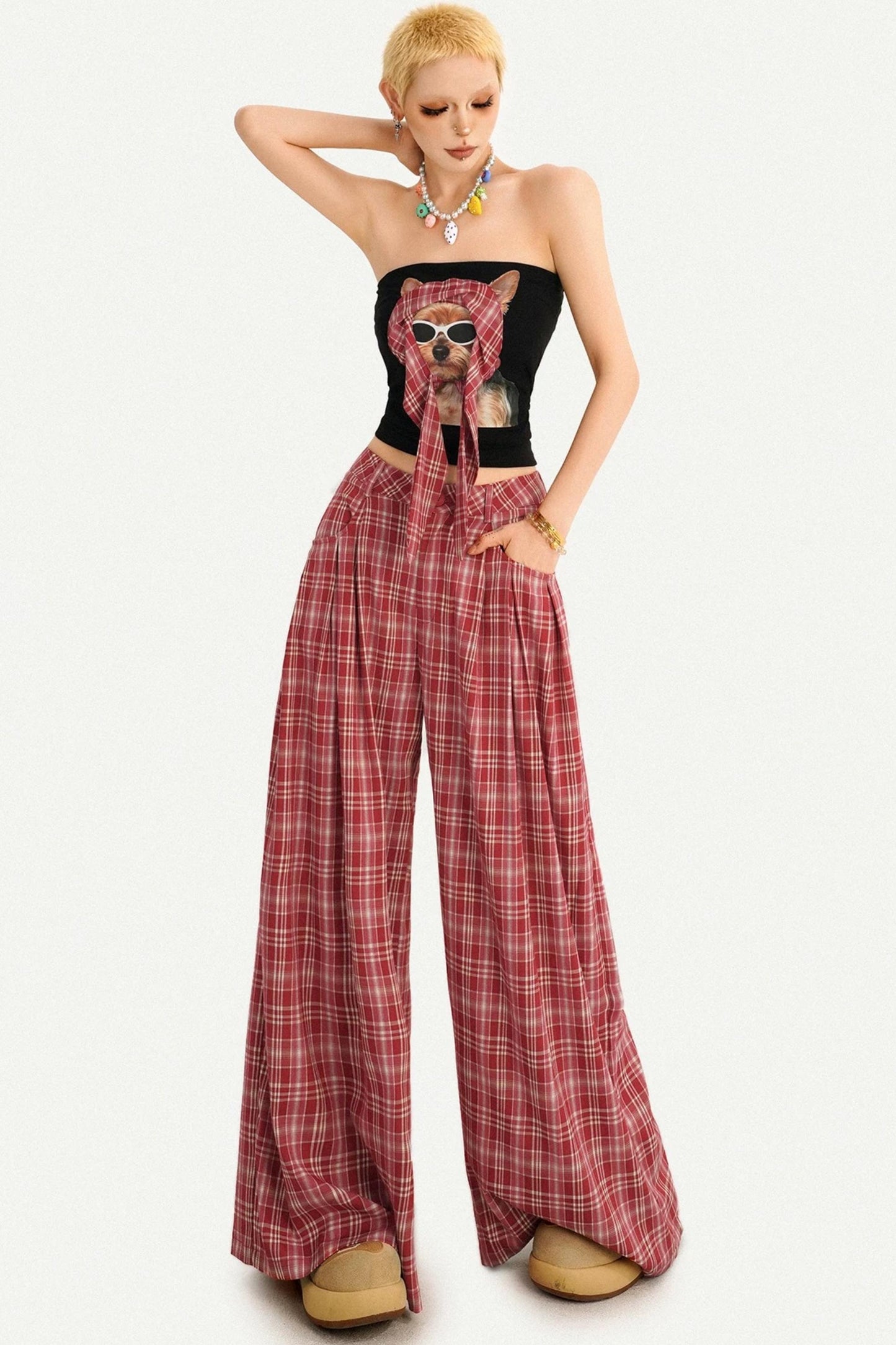 American Retro Plaid Pants