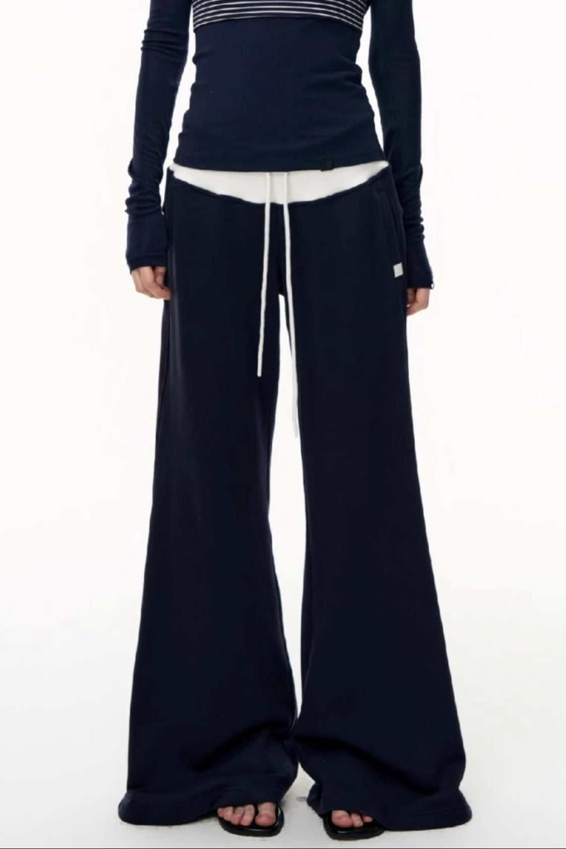 Flared Cotton Wide-Waisted Sweatpants