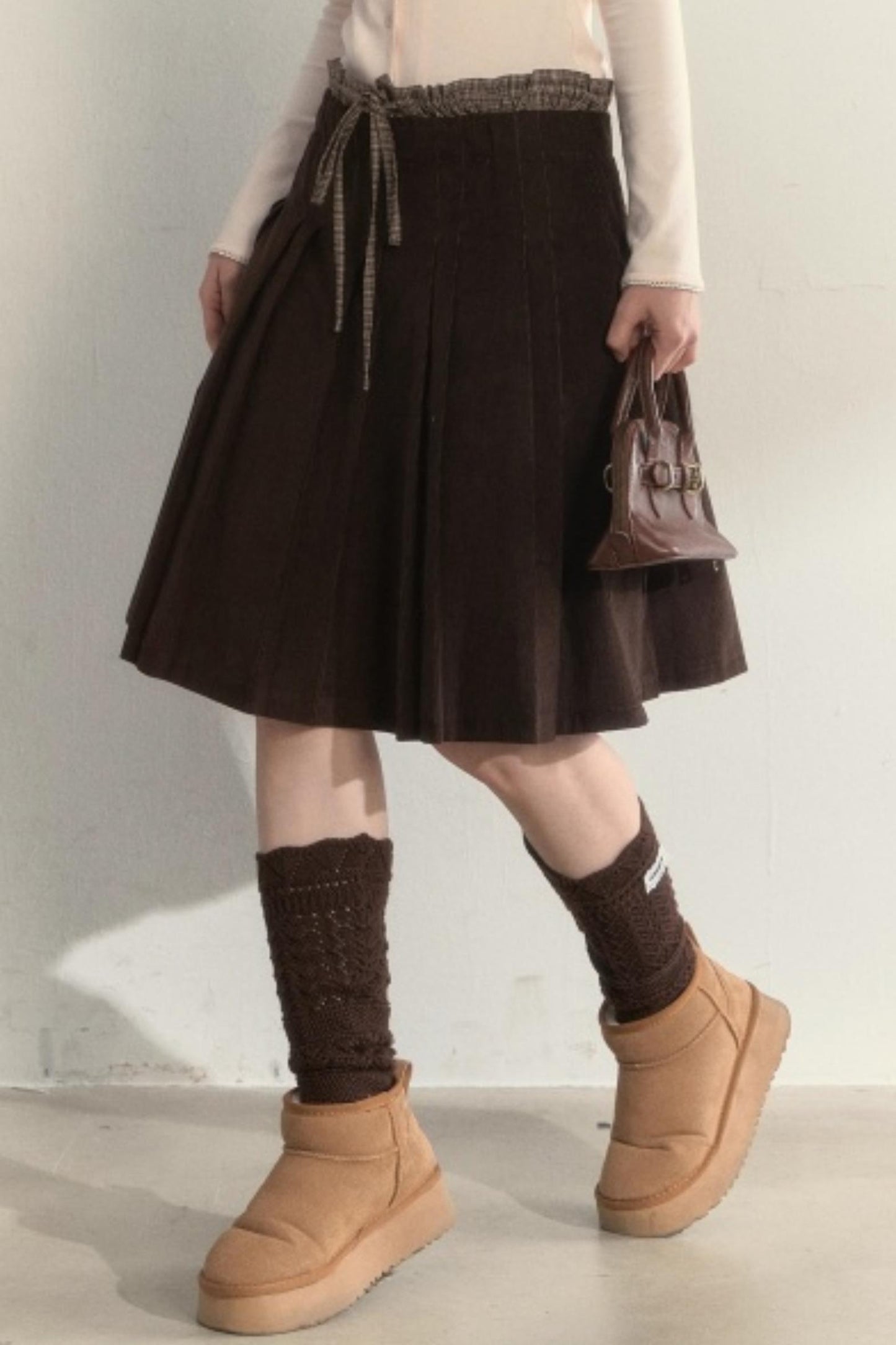 Retro Brown Corduroy Skirt