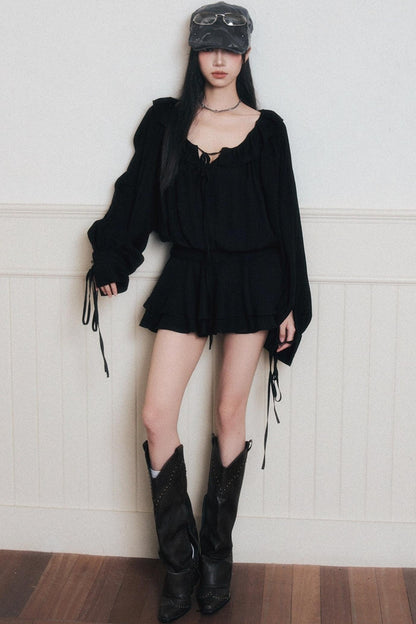 Black Chiffon Satin Dress