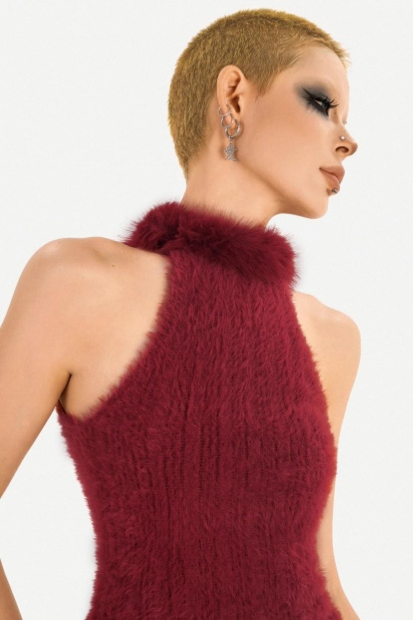 Fur Collar Knitted Vest