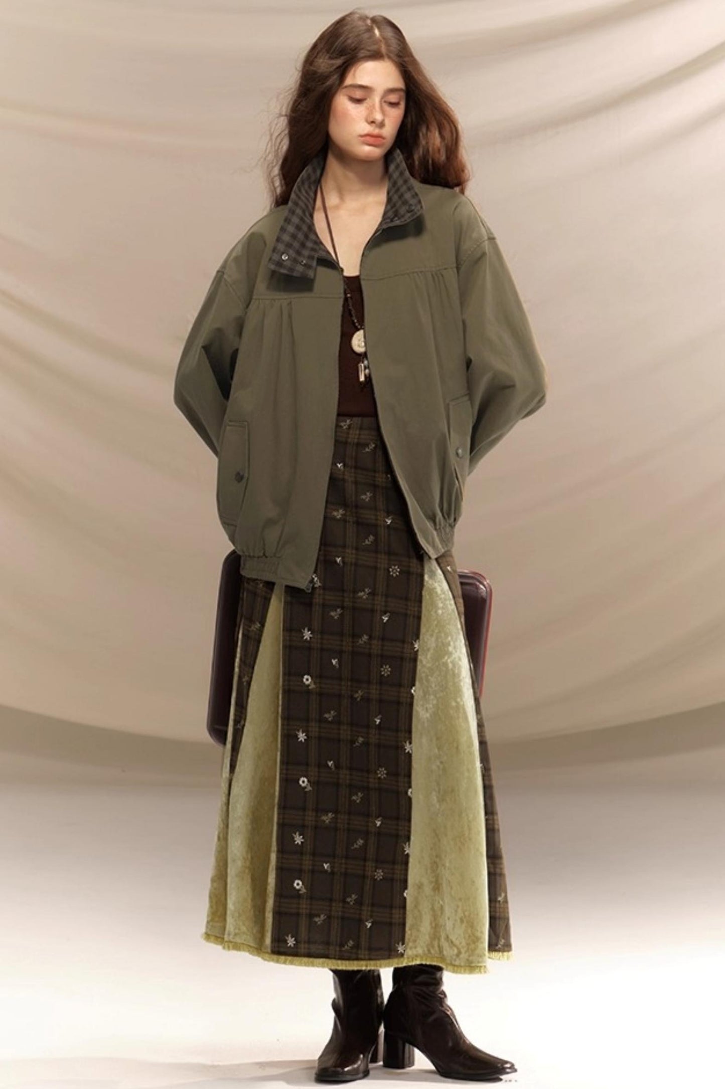 Linen Plaid Double Sided Jacket