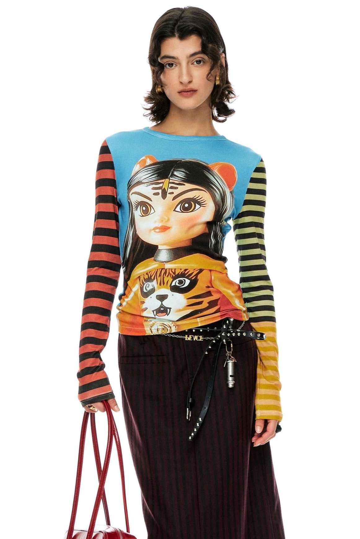 Tiger Girl Print Crew Neck T-Shirt