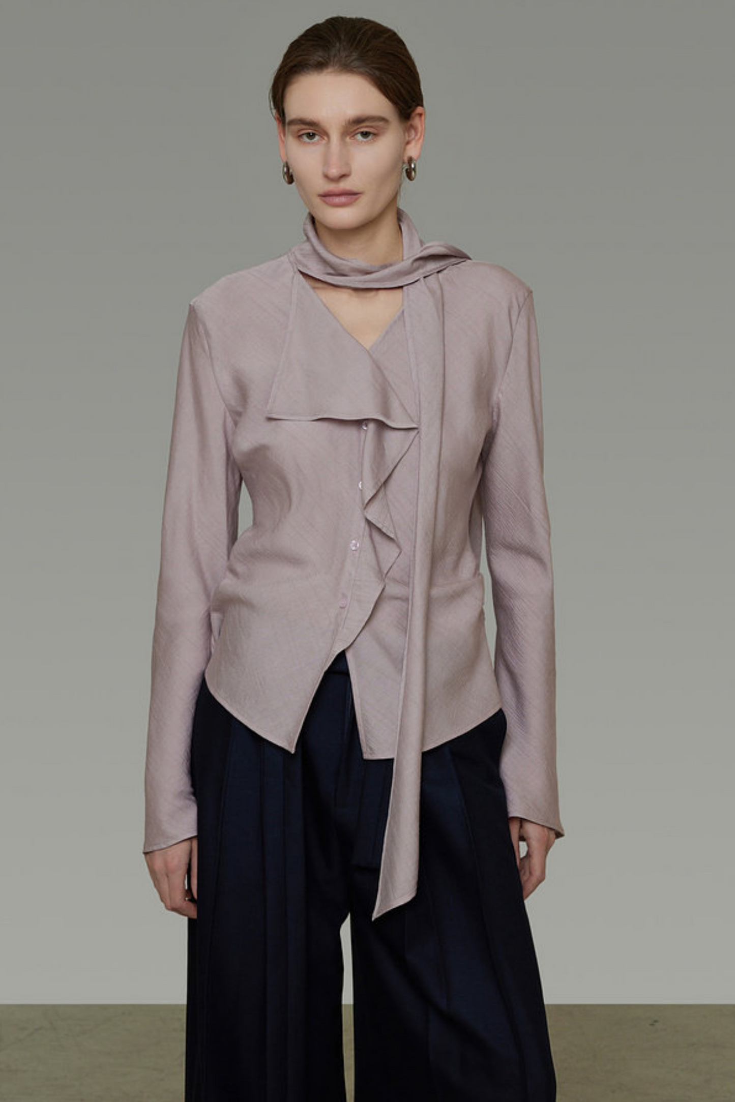 Silky Irregular Ribbon Blouse