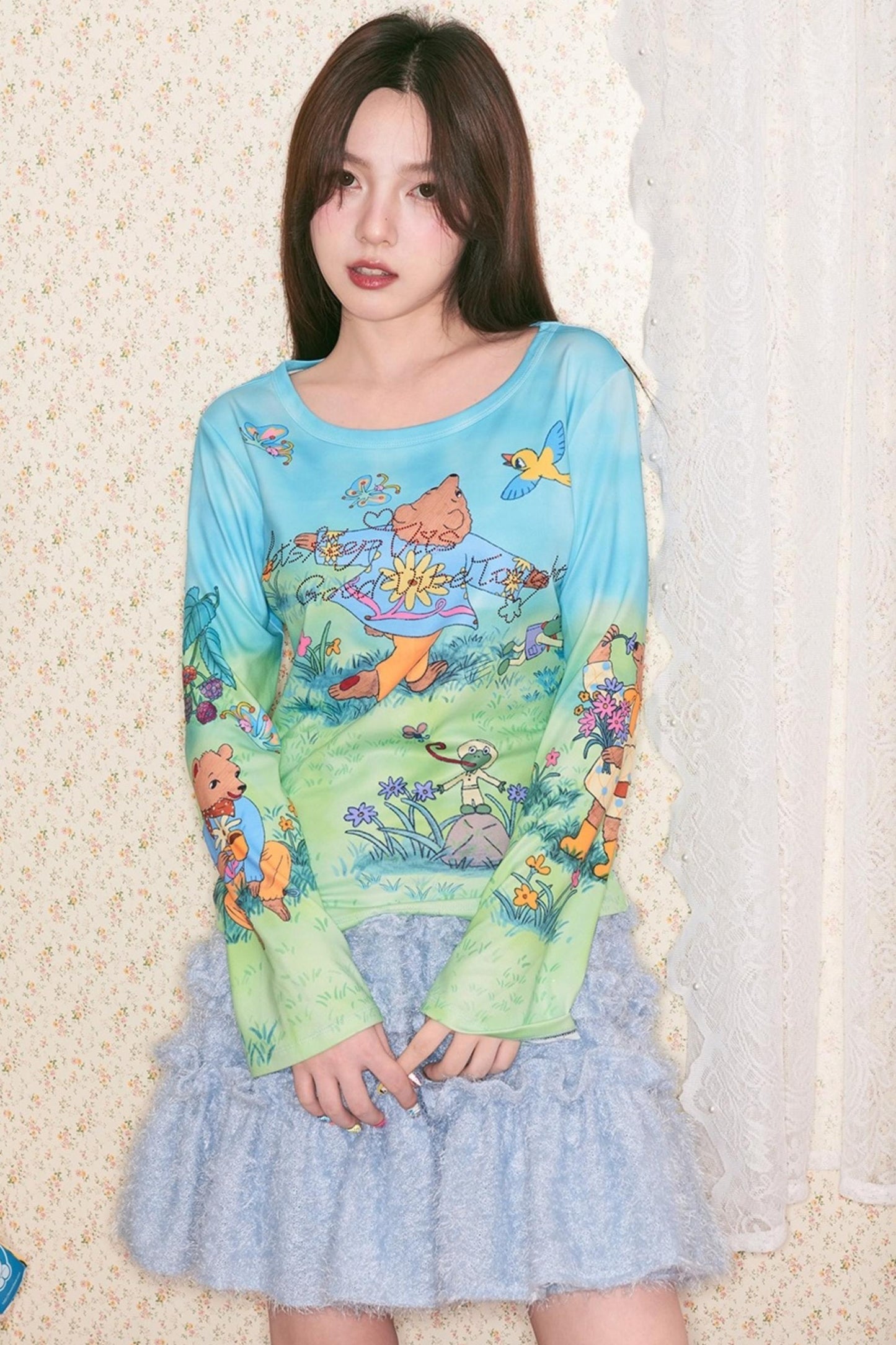 Diamond Heart Long Sleeve Top