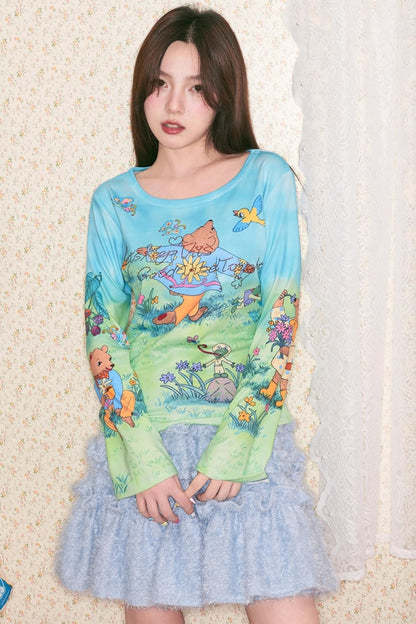 Diamond Heart Long Sleeve Top