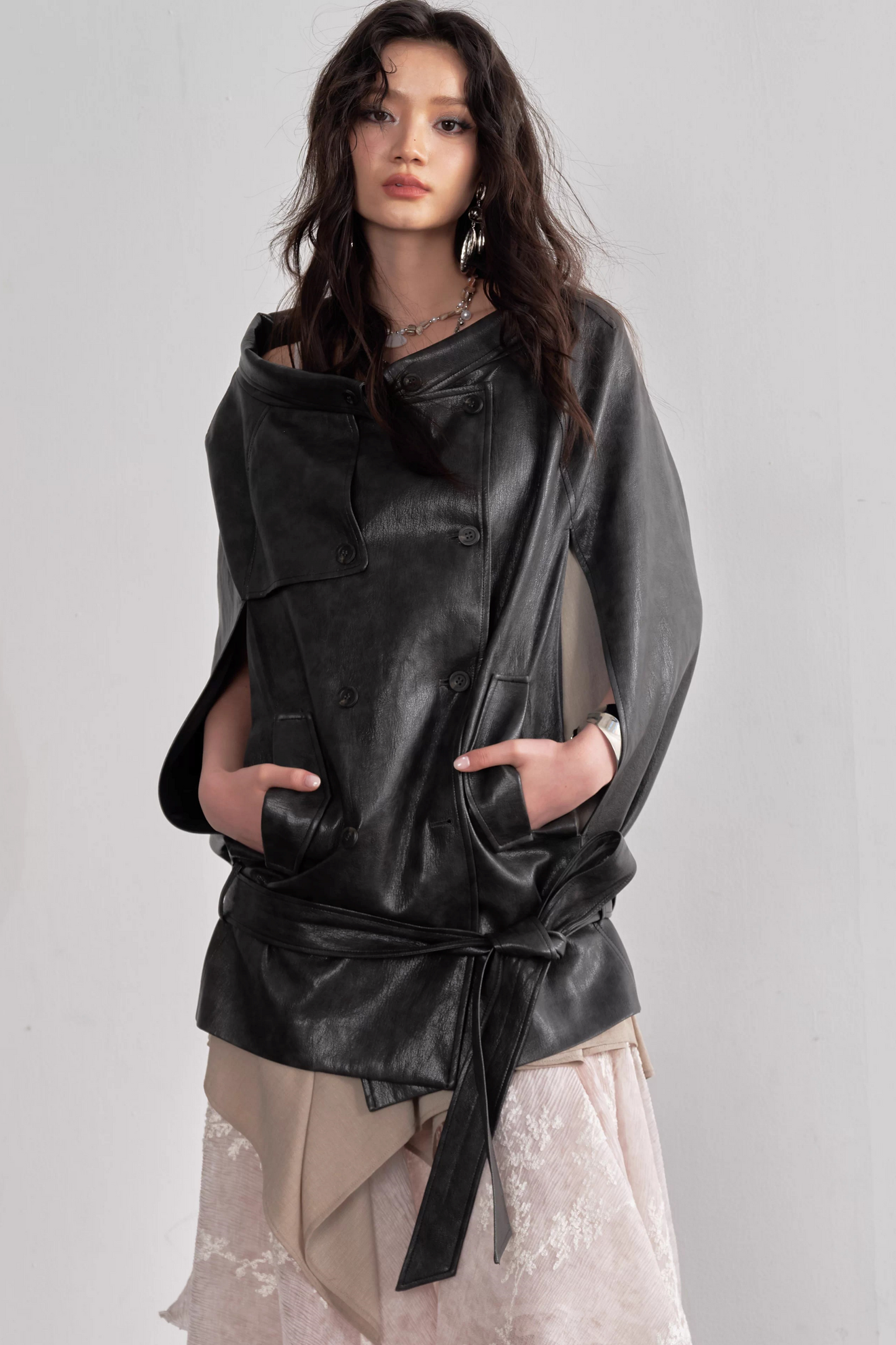 Retro Ebony Brown Cape Coat