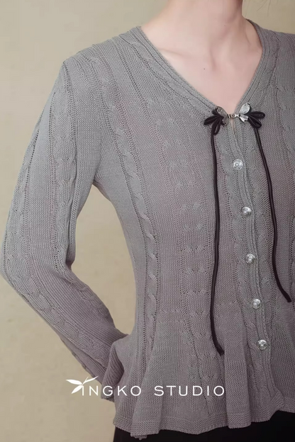 Ingko Cloud Gray Knit Cardigan