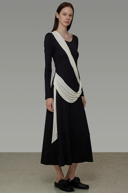 Autumn Contrast Long Dress