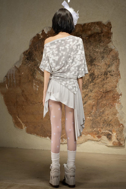 Asymmetrical Retro Off-Shoulder Top