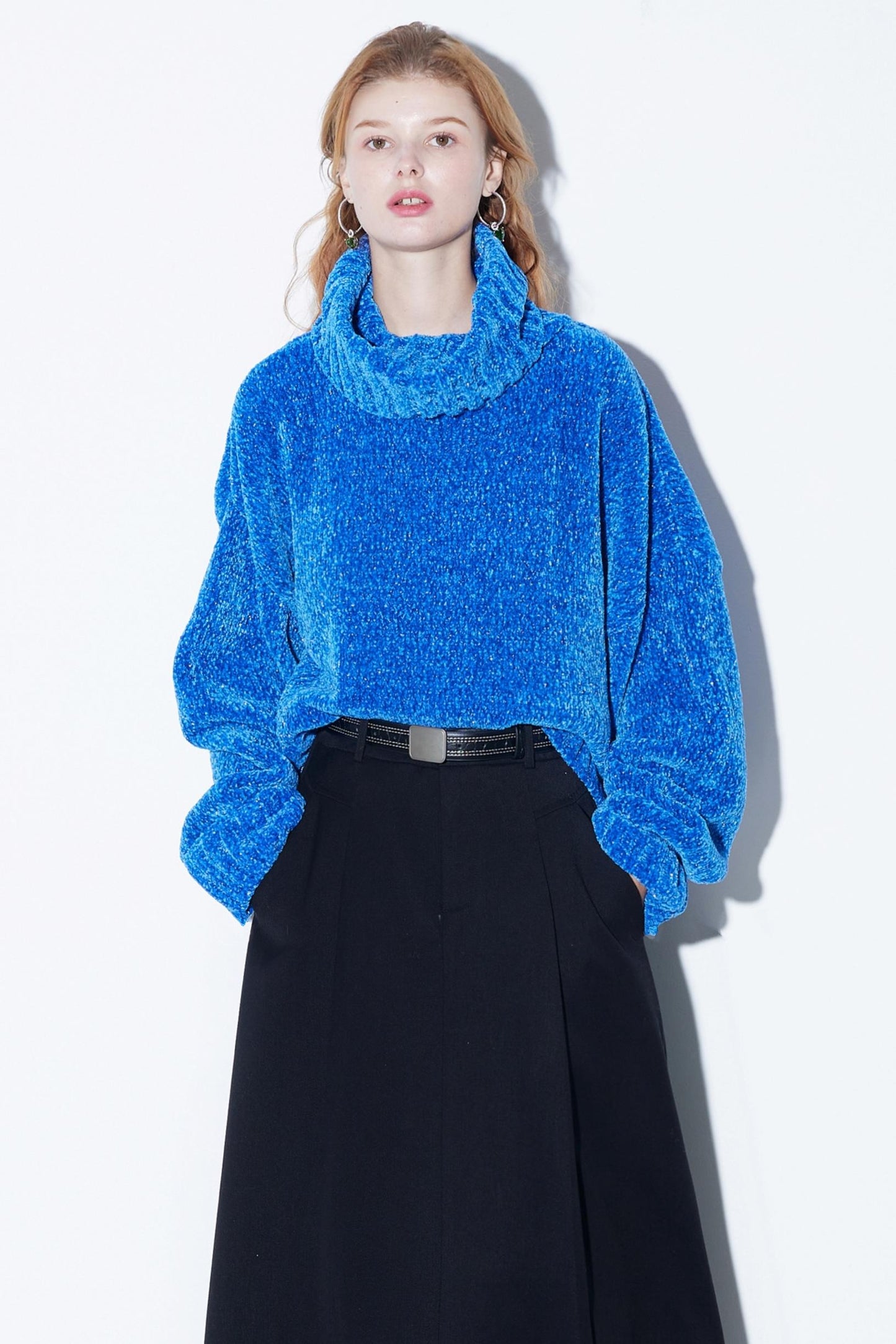 Colorful Chenille High-Neck Top