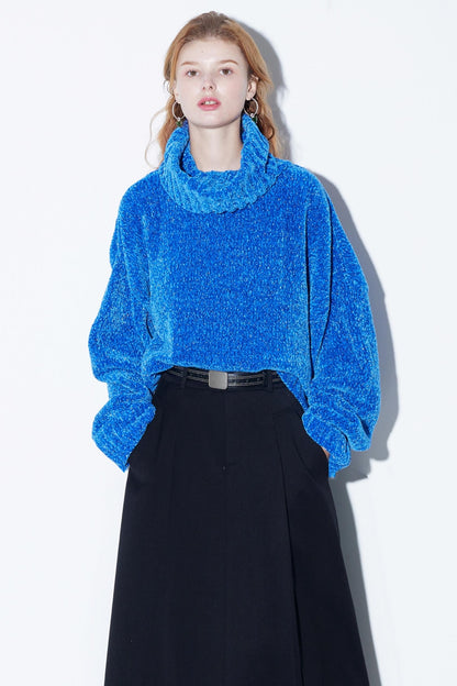 Colorful Chenille High-Neck Top