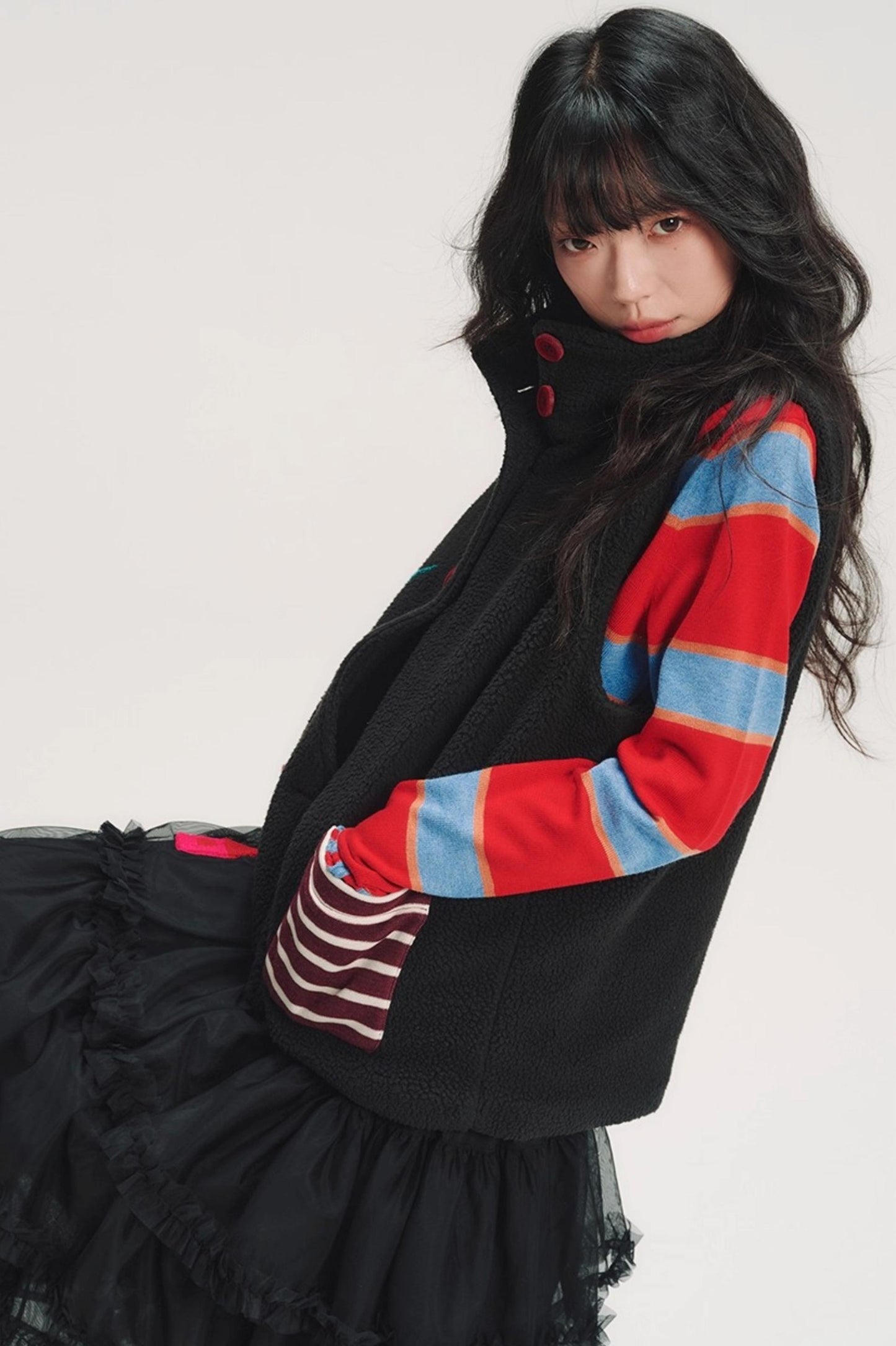 Hand-Painted Cherry Applique Vest Jacket