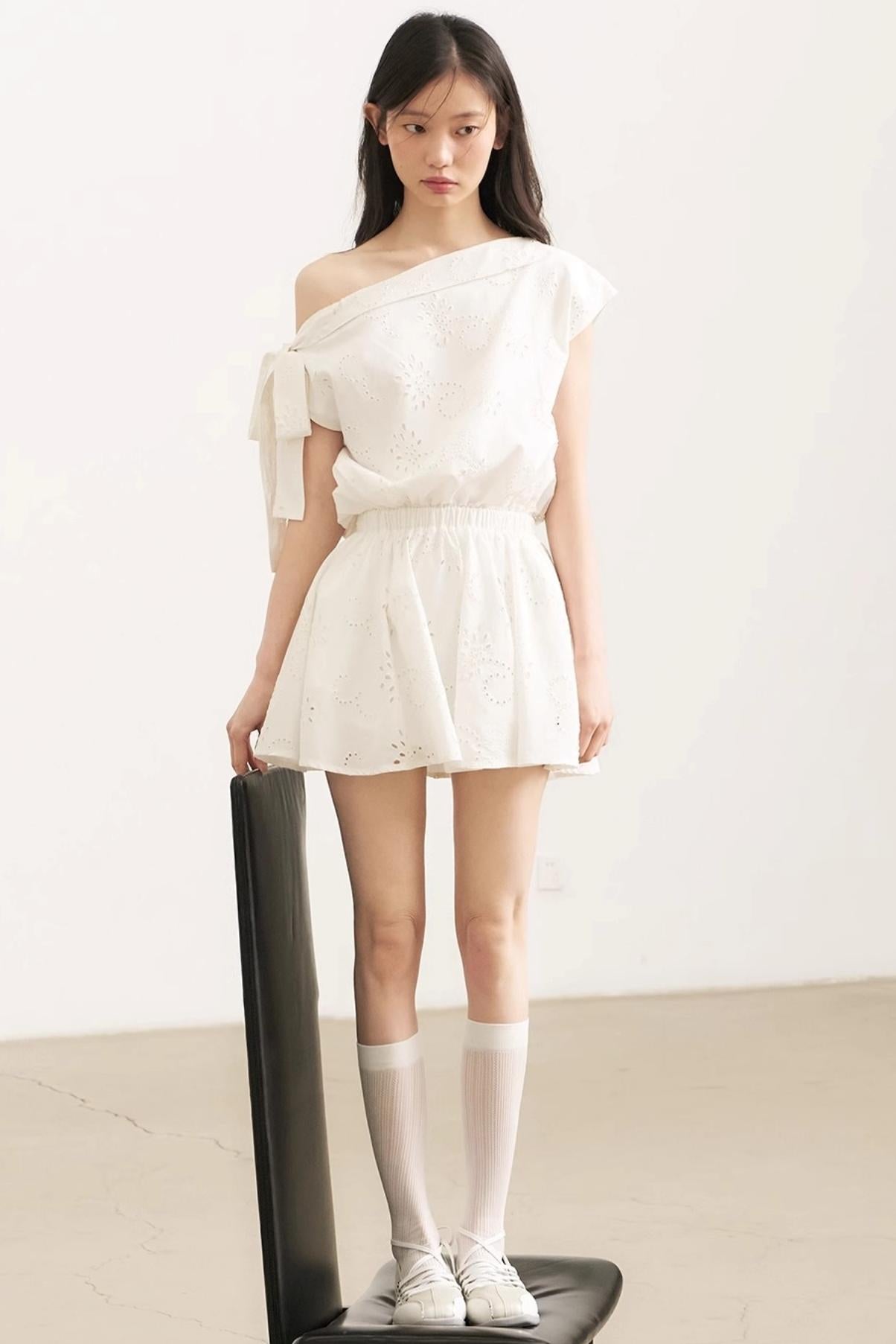 Floral Asymmetrical Shoulder Dress