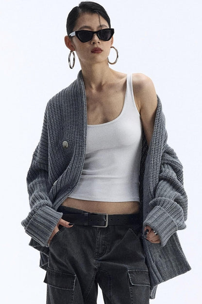 Lazy Style Large Pocket Knitted Cardigan