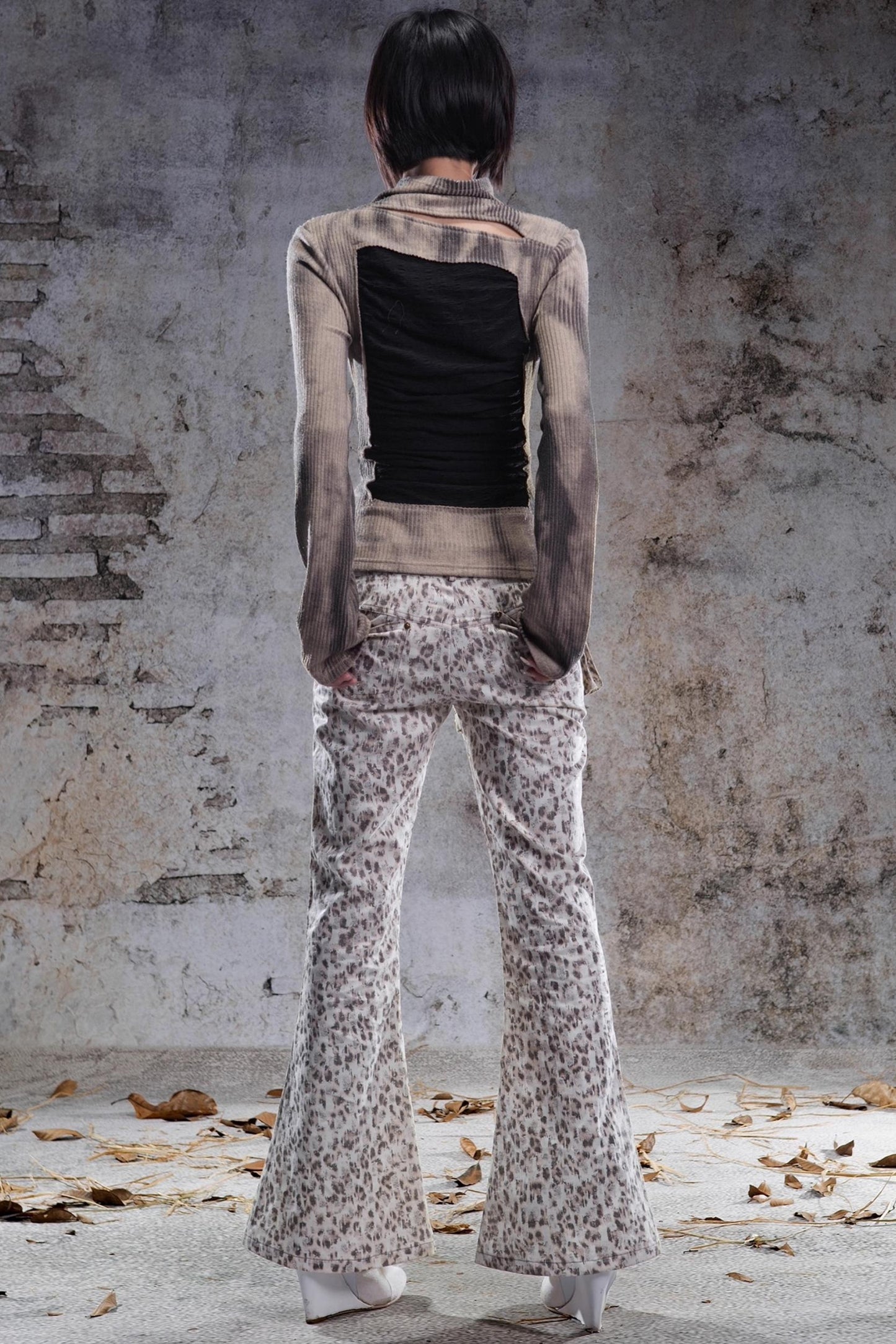 Vintage Leopard Print Flared Pants
