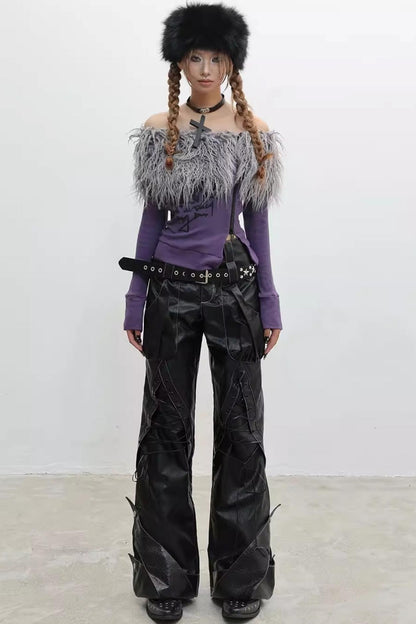 Hairy Slim Print Long Sleeve T-Shirt Knit