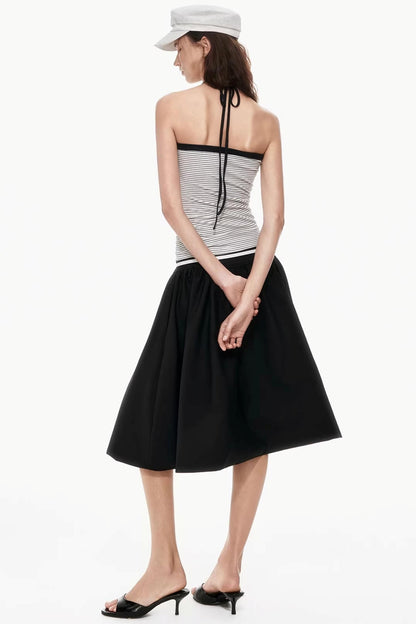 Two-Tone Pleated Puffy Skirt