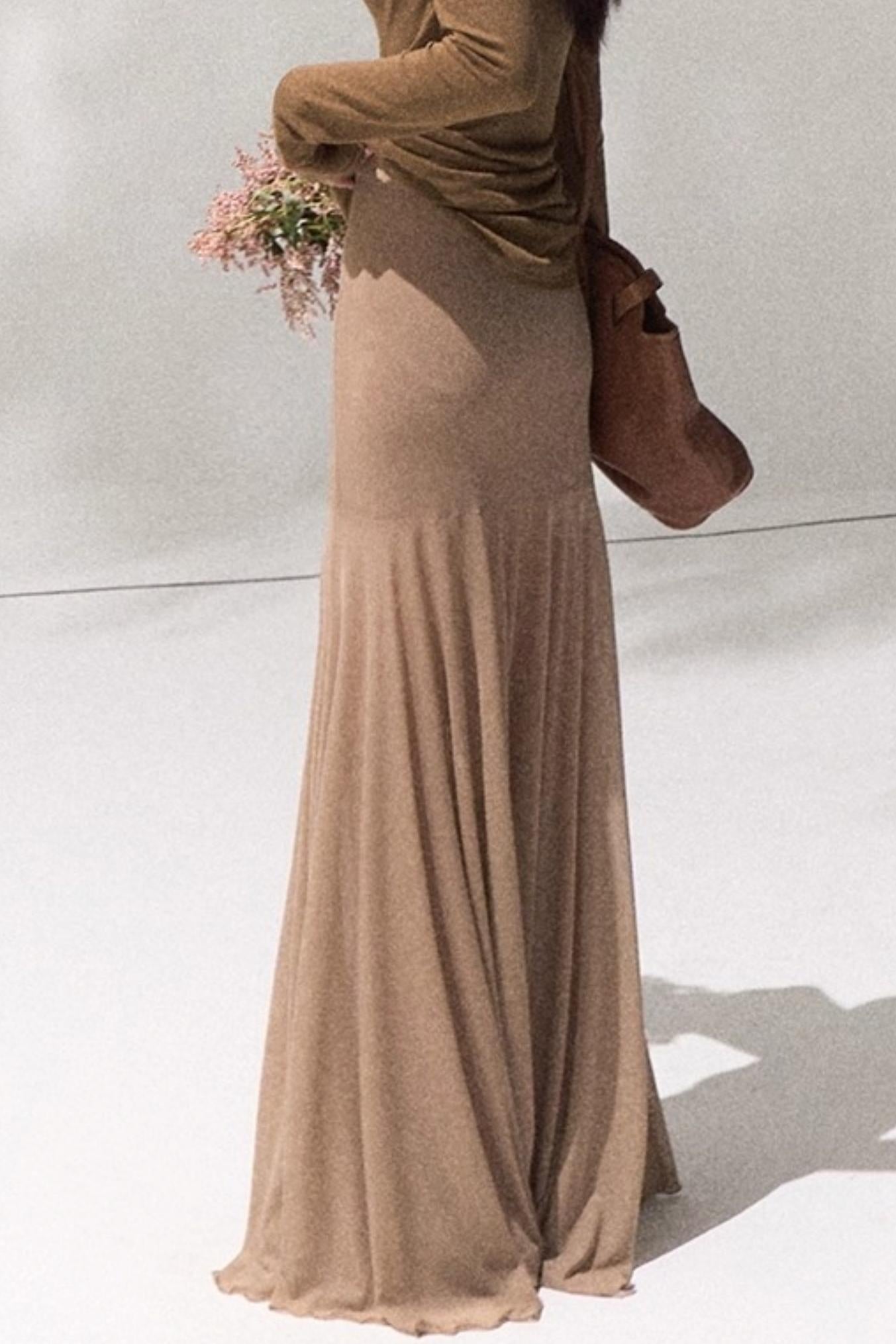 High-Waisted Knit Mesh Skirt