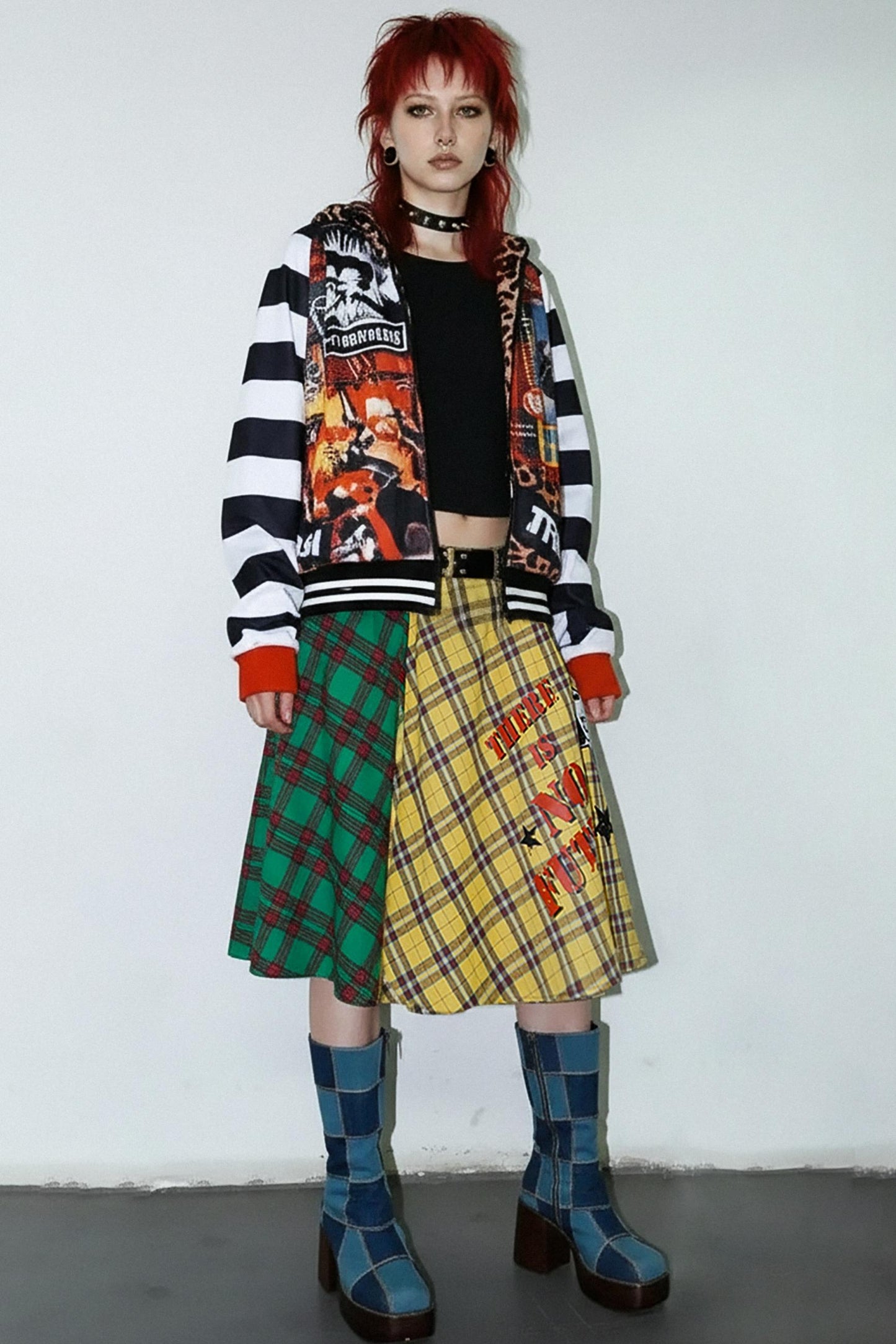 Punk Plaid Layered Skirt