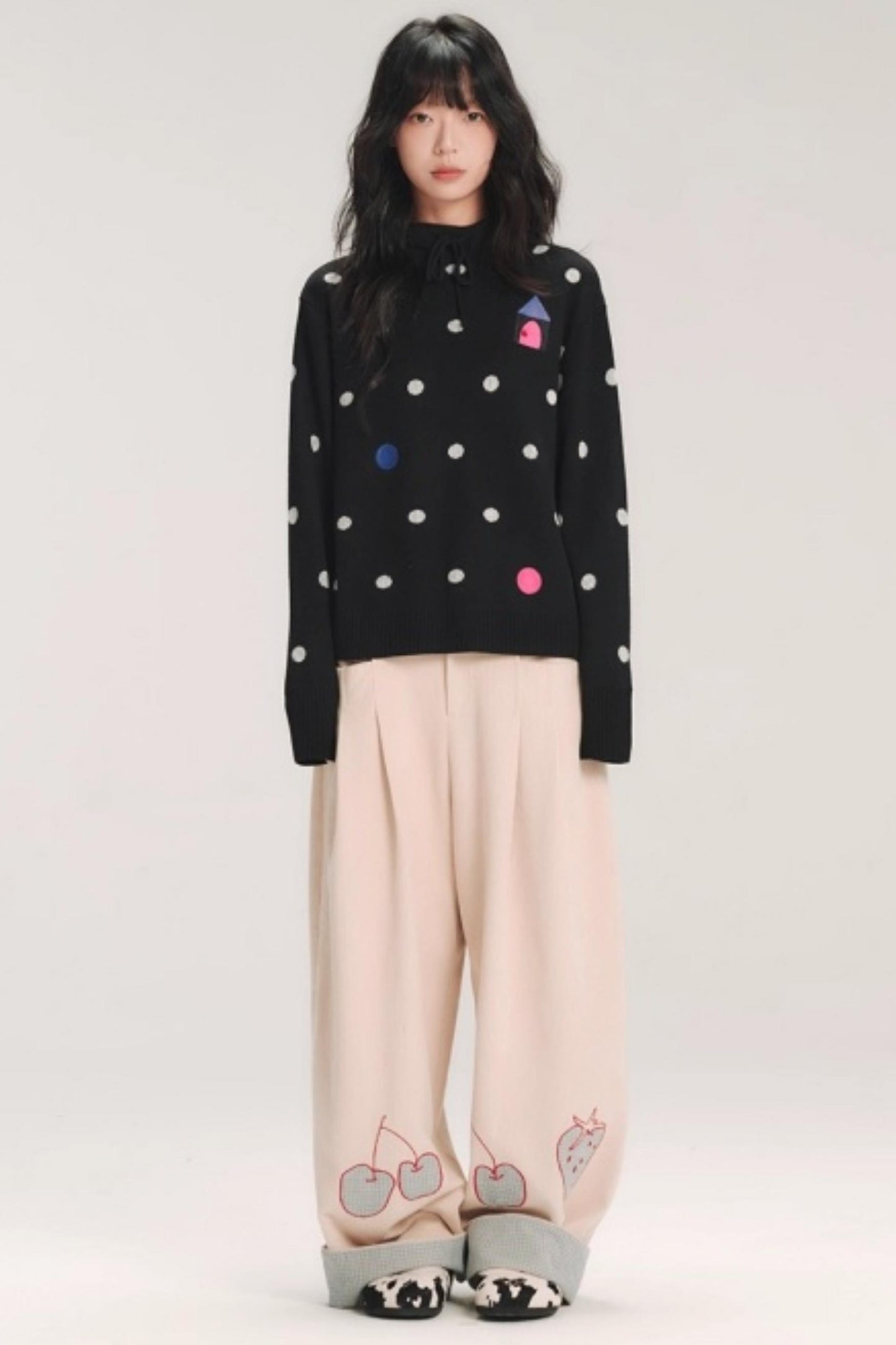 Colorful House Hooded Knit Sweater