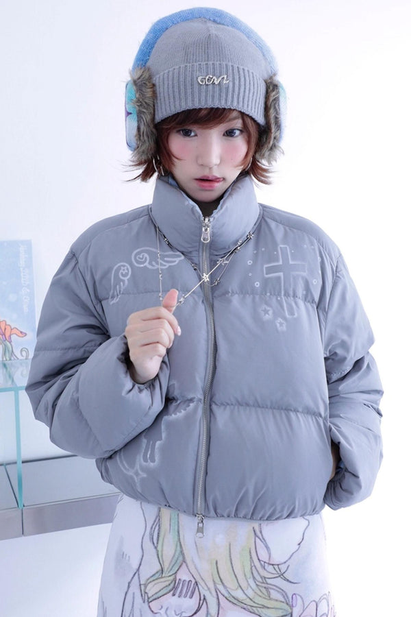 Dreamcore Blue Gray Reversible Padded Jacket