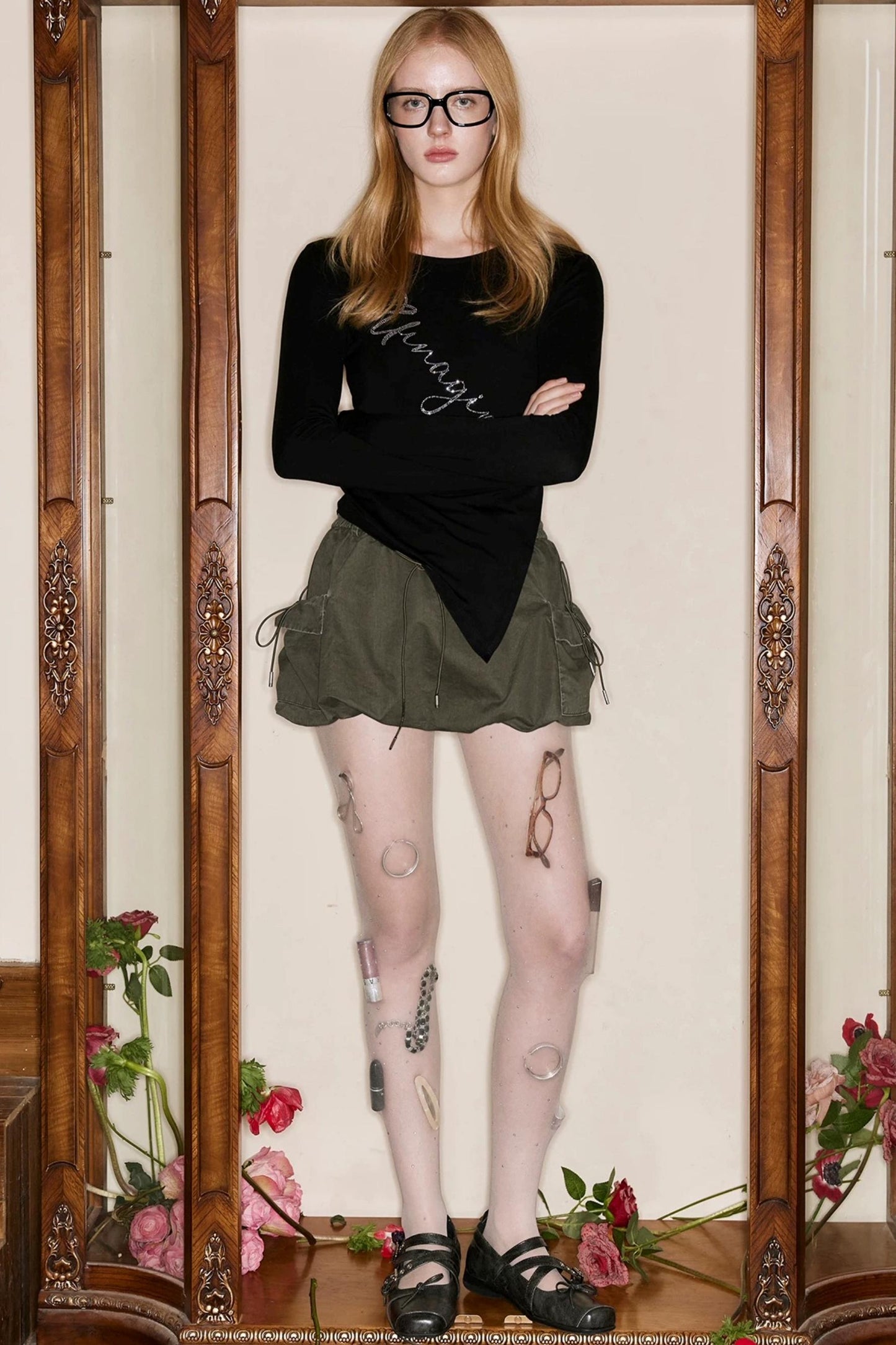 Army Green Vintage A-Line Skirt