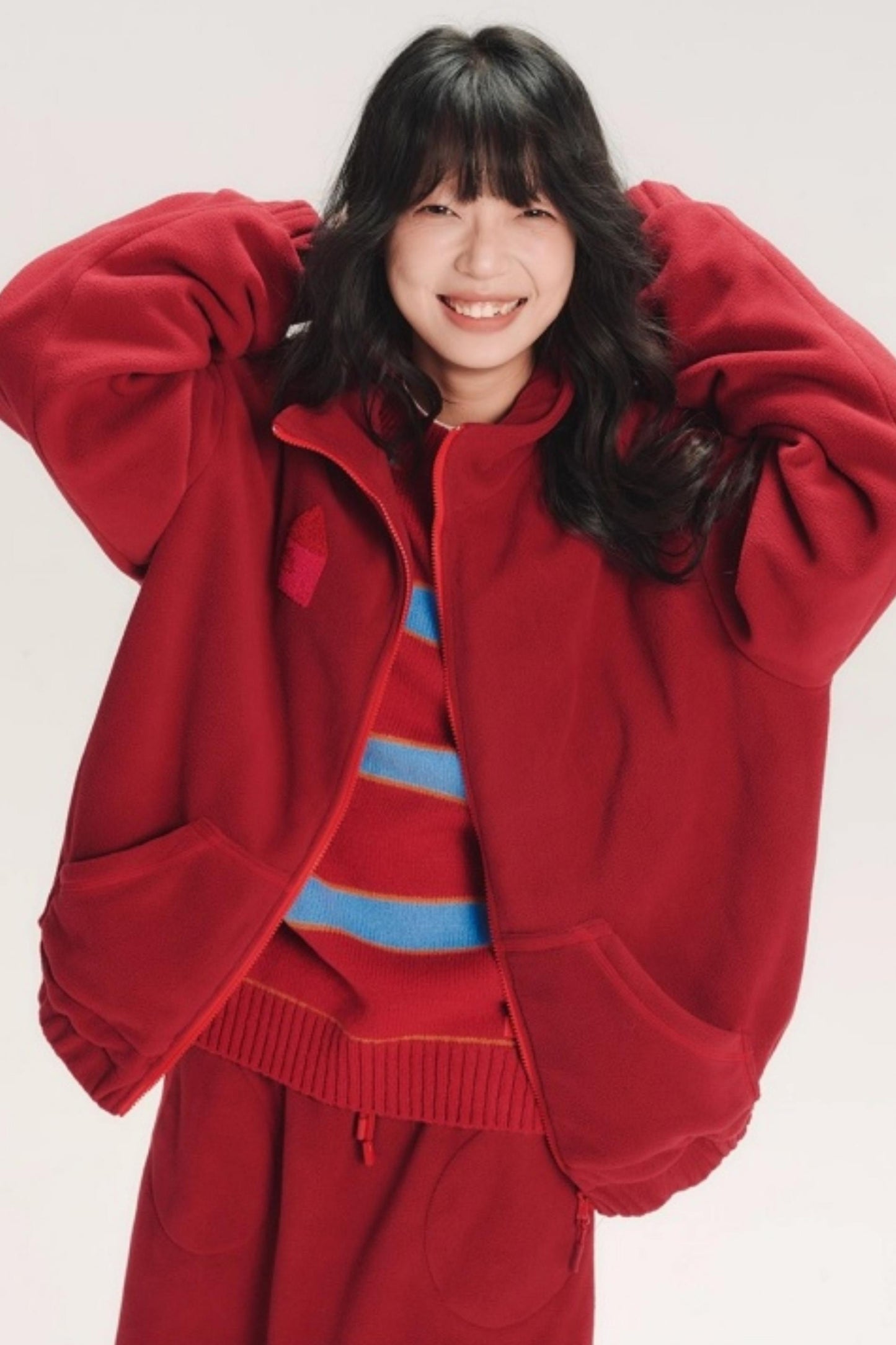 Color-Block Embroidery Fleece Jacket