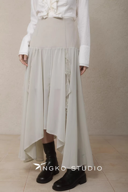 Irregular Hemp Patchwork Skirt