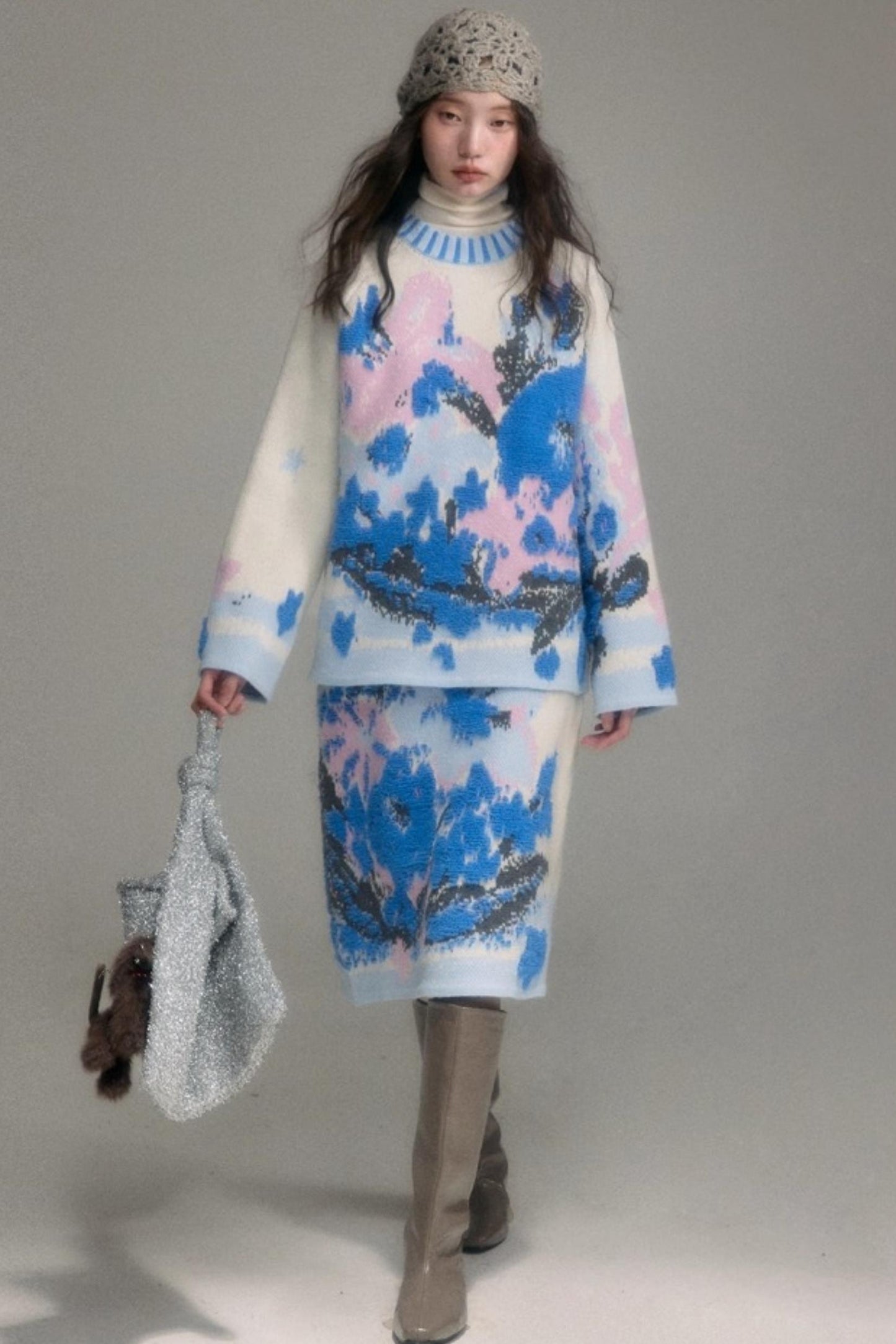 Oil Painting Jacquard Wool Sweater Set-Up